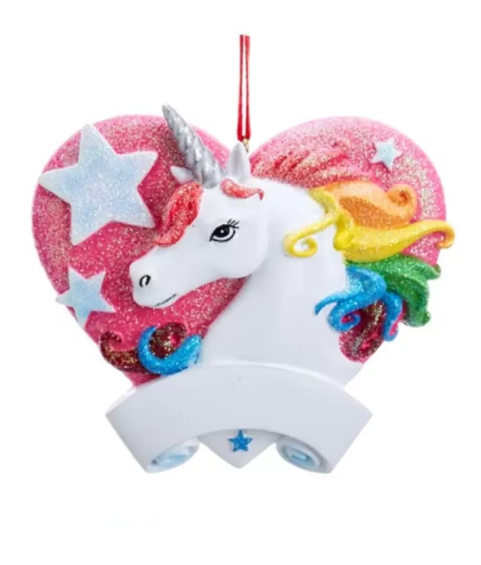 Boutique de Noël Unicorn With Red Heart Ornament