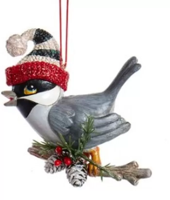 Boutique de Noël Whimsical Chickadee With Santa Hat, Ornament