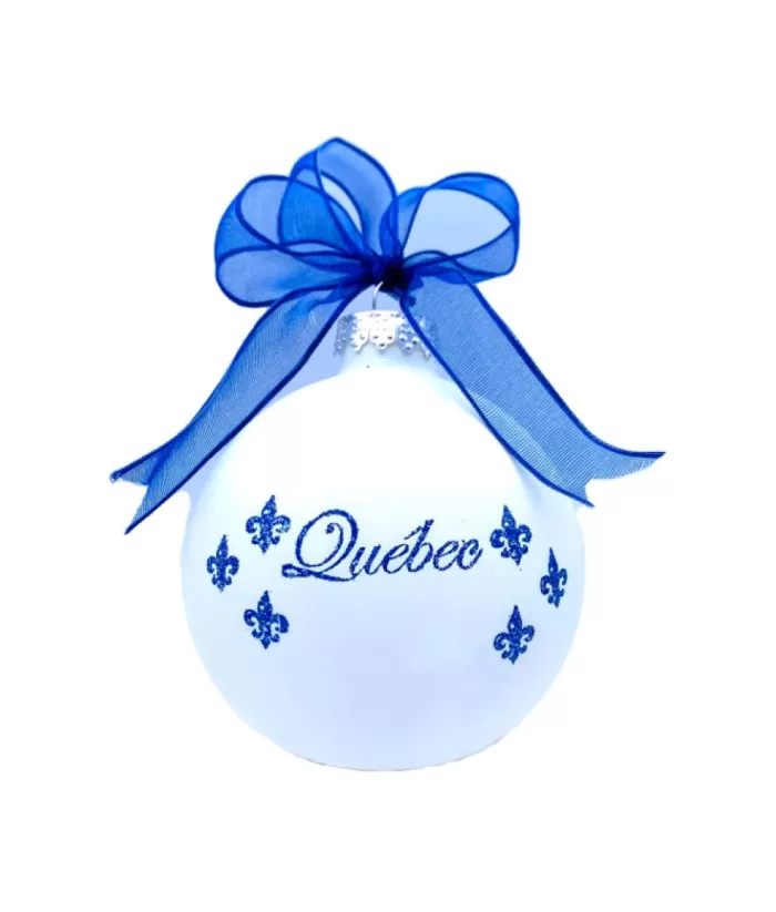 Boutique de Noël White Glass Ornament "Québec" To Customize