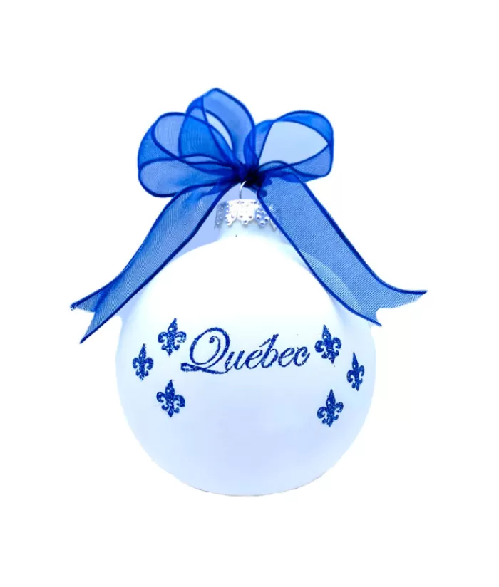 Boutique de Noël Ornements Souvenirs*White Glass Ornament "Québec" To Customize