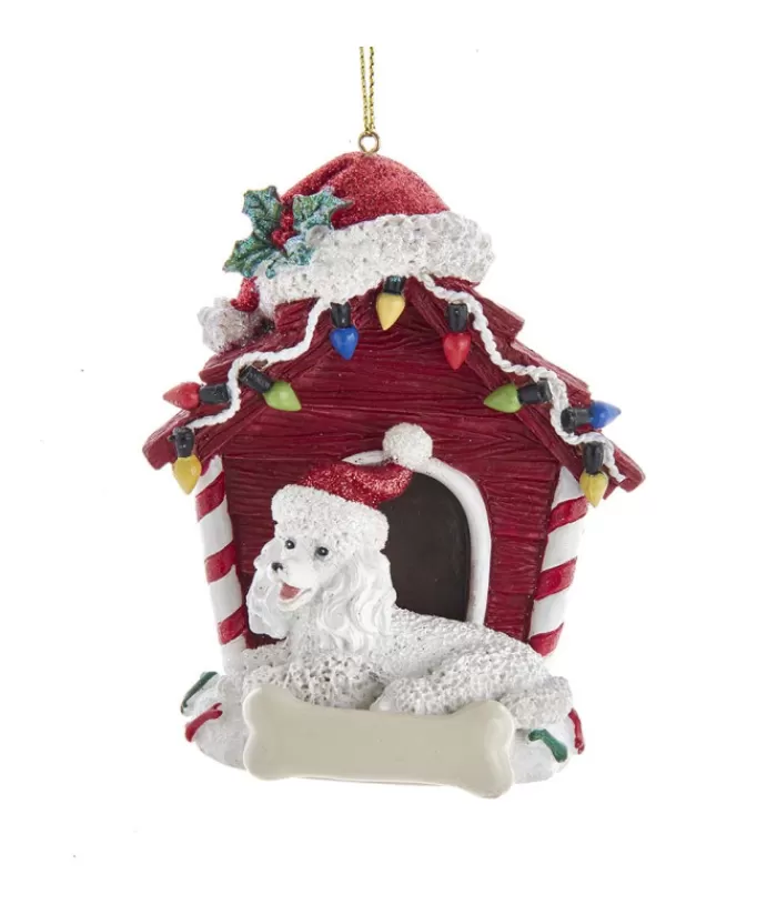 Boutique de Noël Chiens*White Poodle Ornament With Doghouse