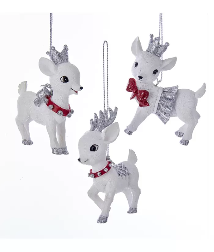 Boutique de Noël Famille & Amitiés*White Reindeer With Bow Ornament