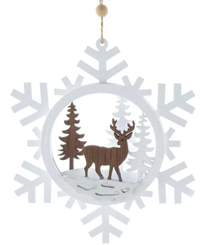 Boutique de Noël Animaux*White Snowflake With Deer Ornament