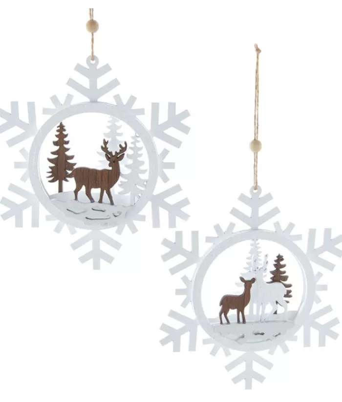 Boutique de Noël Animaux*White Snowflake With Deer Ornament