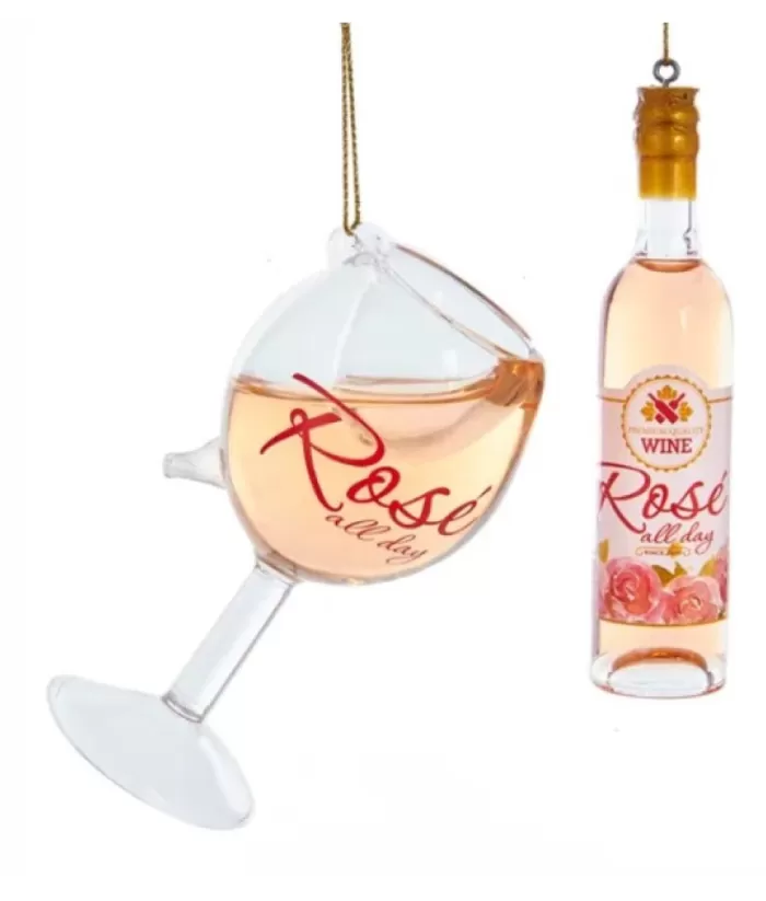 Boutique de Noël Wine Lovers Glass Ornament, Rose