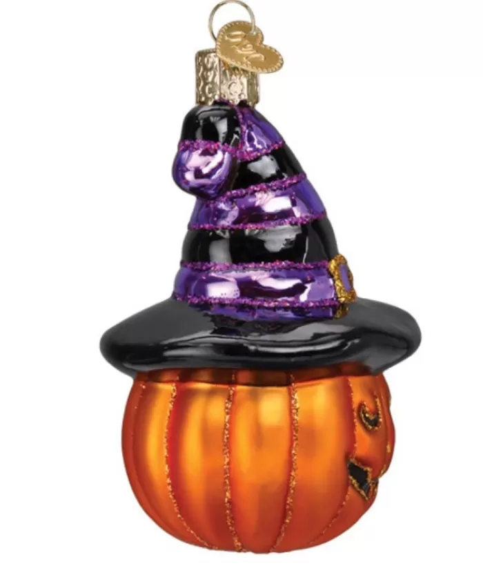 Boutique de Noël Witch Pumpkin Glass Ornament