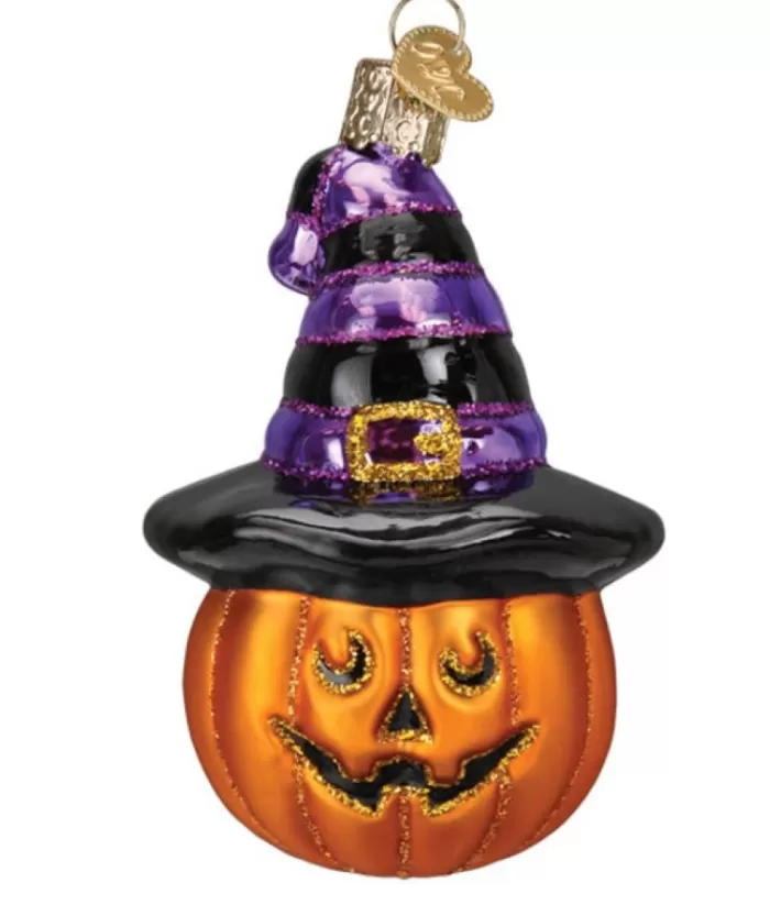 Boutique de Noël Witch Pumpkin Glass Ornament