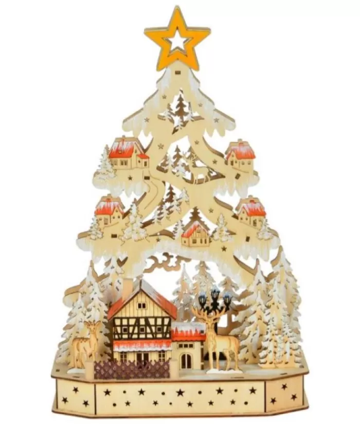 Boutique de Noël Villages Nordiques*Wooden Christmas Tree Village