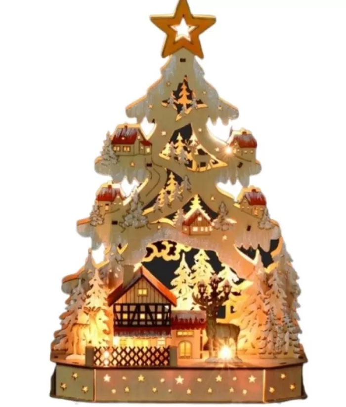 Boutique de Noël Villages Nordiques*Wooden Christmas Tree Village