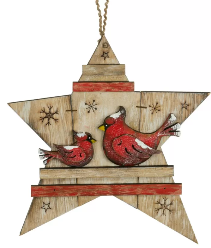 Boutique de Noël Divers*Wooden Star With Cardinals