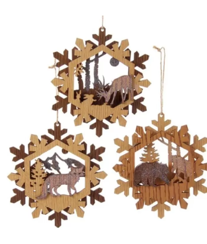 Boutique de Noël Flocons & Étoiles*Wooden Wreath With Bear Ornament