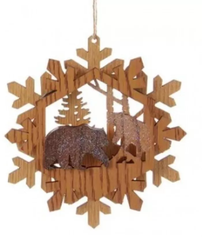 Boutique de Noël Wooden Wreath With Bear Ornament