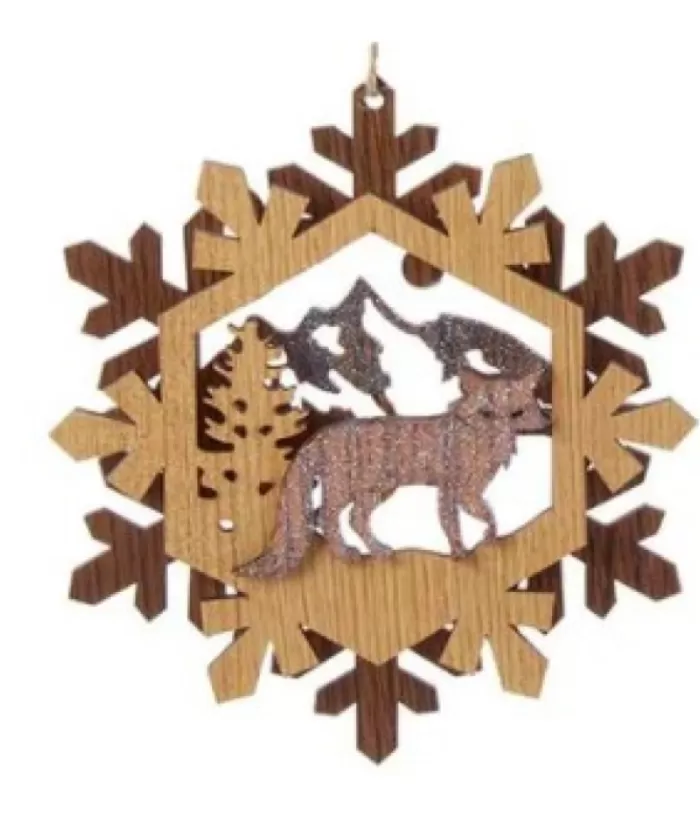 Boutique de Noël Wooden Wreath With Fox Ornament