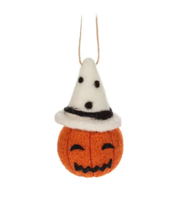 Boutique de Noël Xmas Tree Ornament, Wool Fabric Pumpkin Head