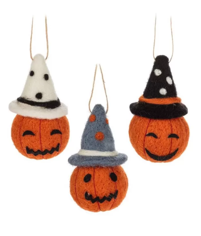 Boutique de Noël Xmas Tree Ornament, Wool Fabric Pumpkin Head