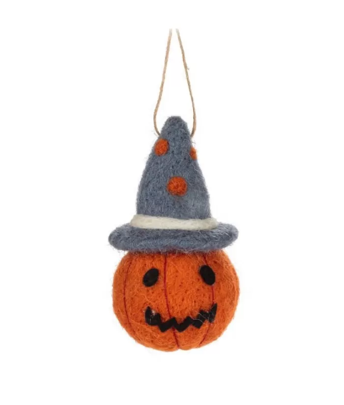 Boutique de Noël Xmas Tree Ornament, Wool Fabric Pumpkin Head