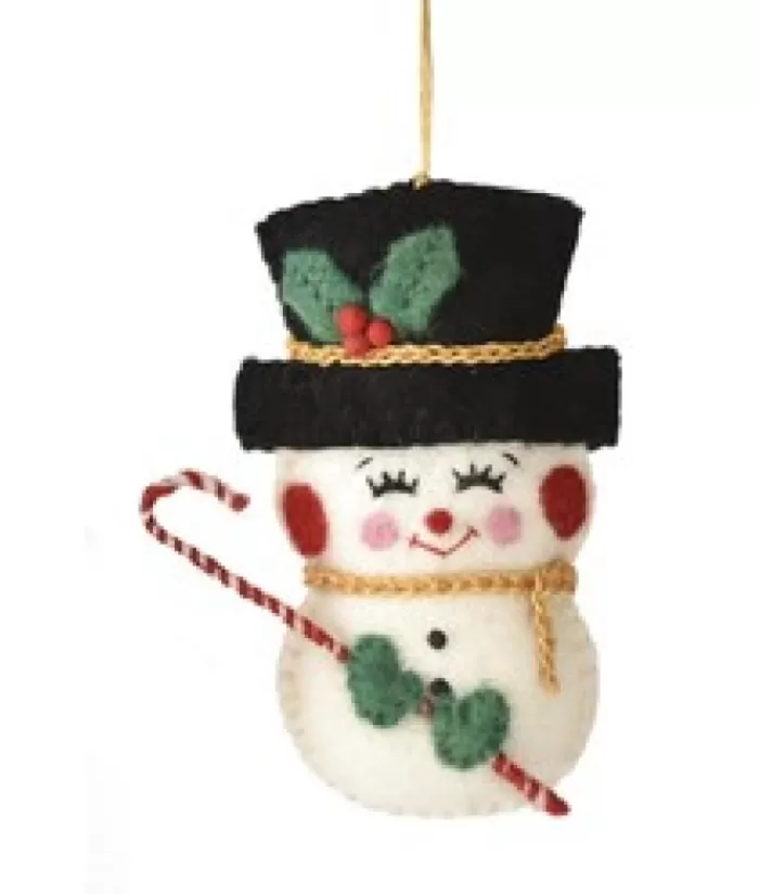 Boutique de Noël Bonhommes De Neige*Xmas Tree Ornament, Woollen Snow Girl With A Cane