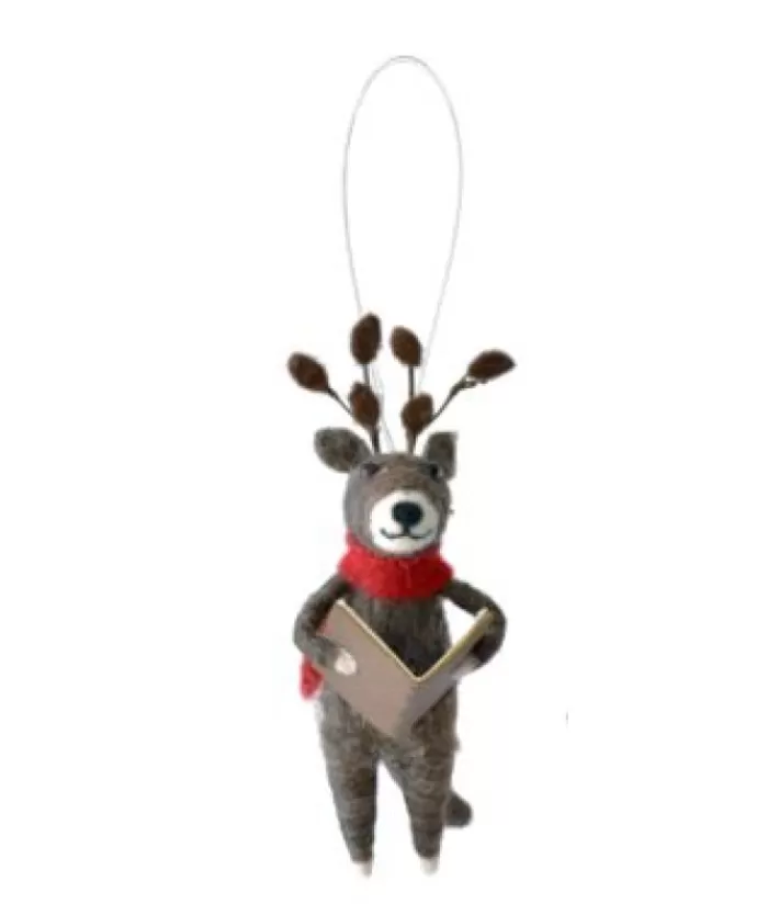 Boutique de Noël Animaux*Xmas Tree Ornament, Woolly Caroling Reindeer