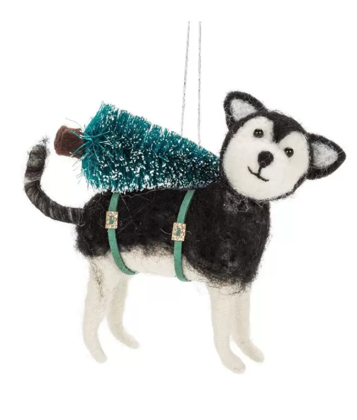 Boutique de Noël Chiens*Xmas Tree Ornament, Woolly Husky With Xmas Tree