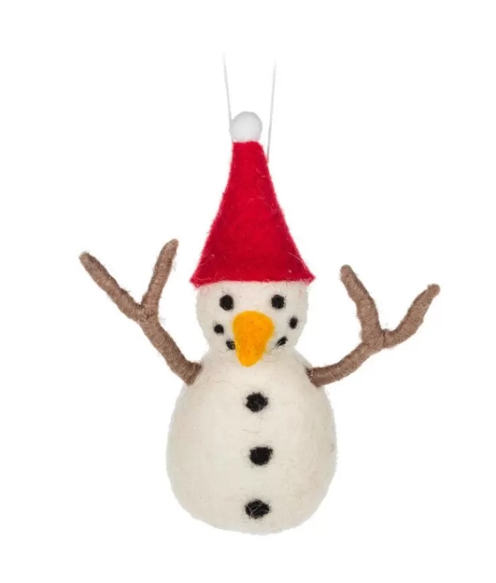 Boutique de Noël Bonhommes De Neige*Xmas Tree Ornament, Woolly Snowman With A Red Hat
