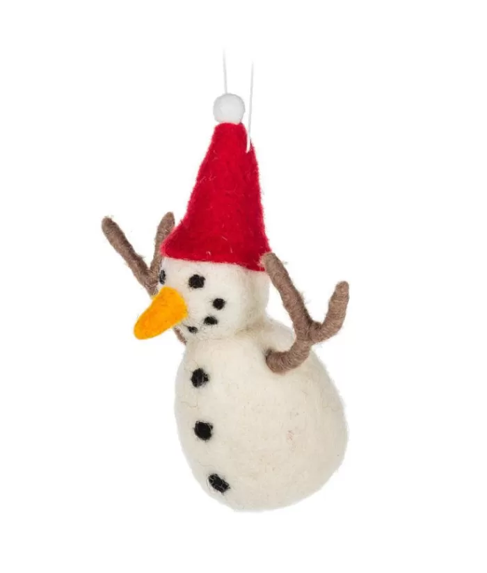 Boutique de Noël Bonhommes De Neige*Xmas Tree Ornament, Woolly Snowman With A Red Hat