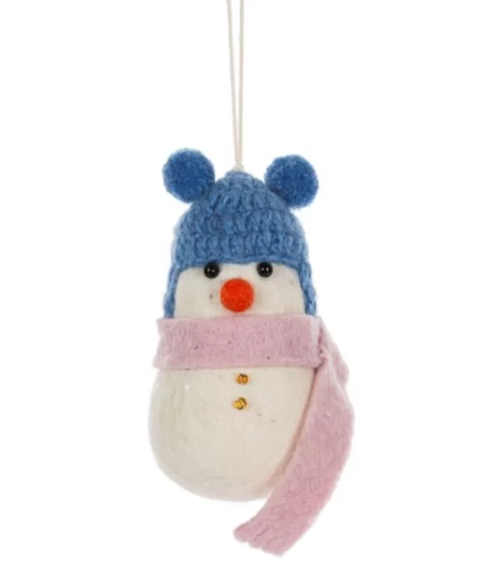 Boutique de Noël Bonhommes De Neige*Xmas Tree Ornament, Woolly Snowman With Blue Toque