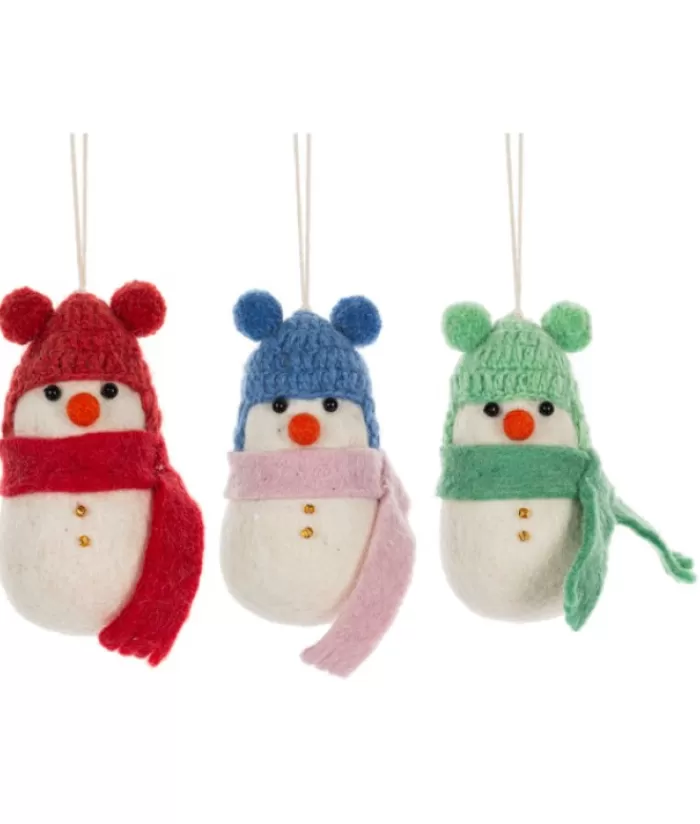 Boutique de Noël Bonhommes De Neige*Xmas Tree Ornament, Woolly Snowman With Blue Toque