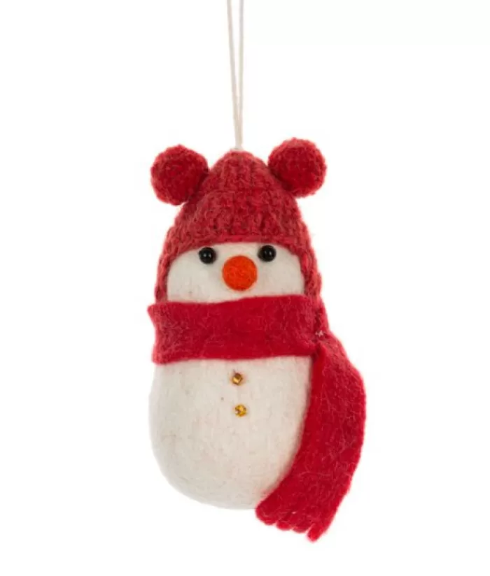 Boutique de Noël Bonhommes De Neige*Xmas Tree Ornament, Woolly Snowman With Red Toque