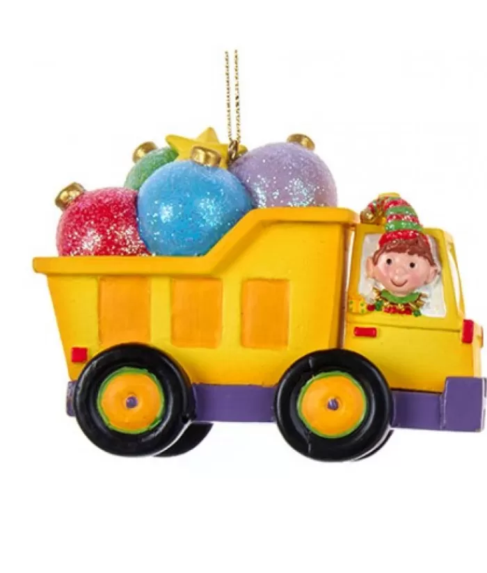 Boutique de Noël Gnomes & Lutins*Yellow Dump Truck With Ornaments.