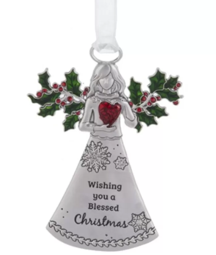 Boutique de Noël Anges & Père Noël*Zinc Angel Ornament, With Christmas Blessings