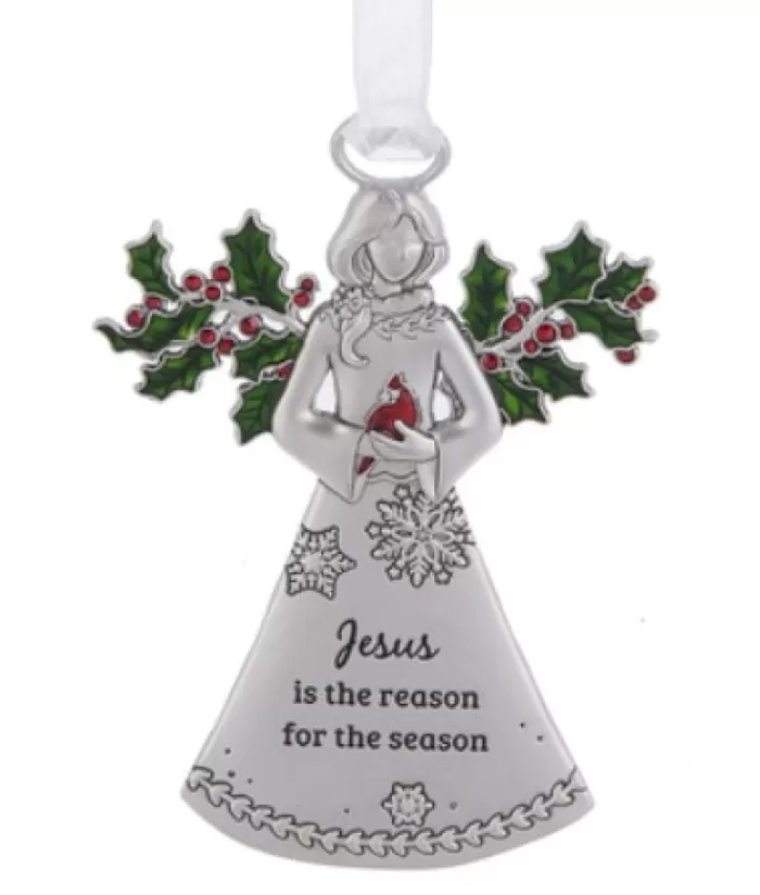 Boutique de Noël Famille & Amitiés*Zinc Angel Ornament, With "Jesus" Message