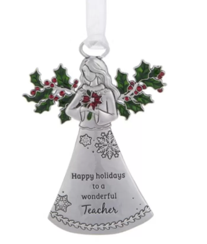 Boutique de Noël Loisirs & Professions*Zinc Angel Ornament With Message For Teacher