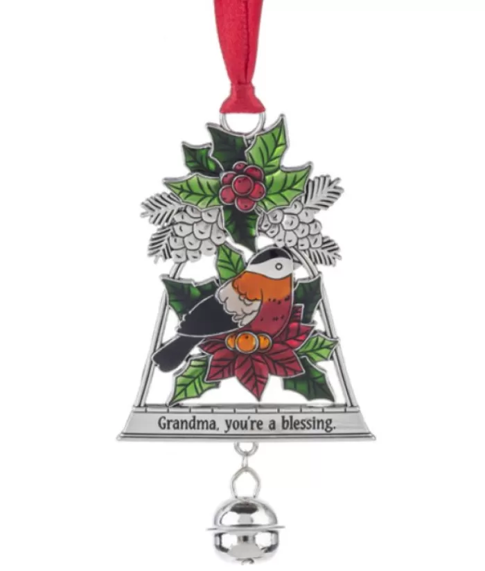 Boutique de Noël Sentiments*Zinc Cardinal Ornament, With Grandma Message