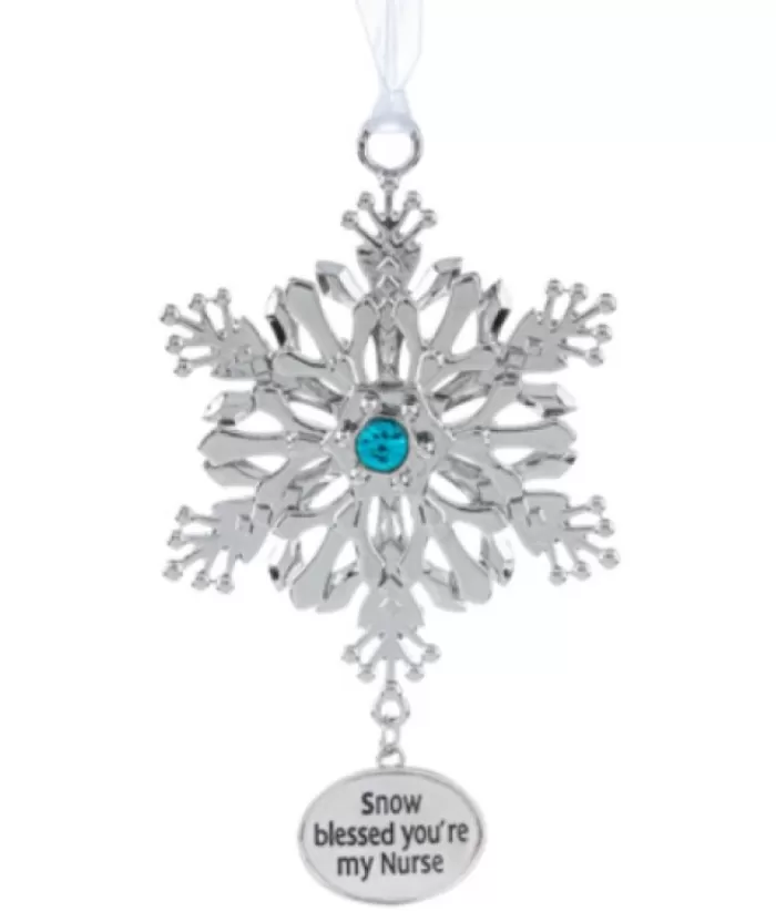 Boutique de Noël Zinc Snowflake Ornament With Message For Nurses